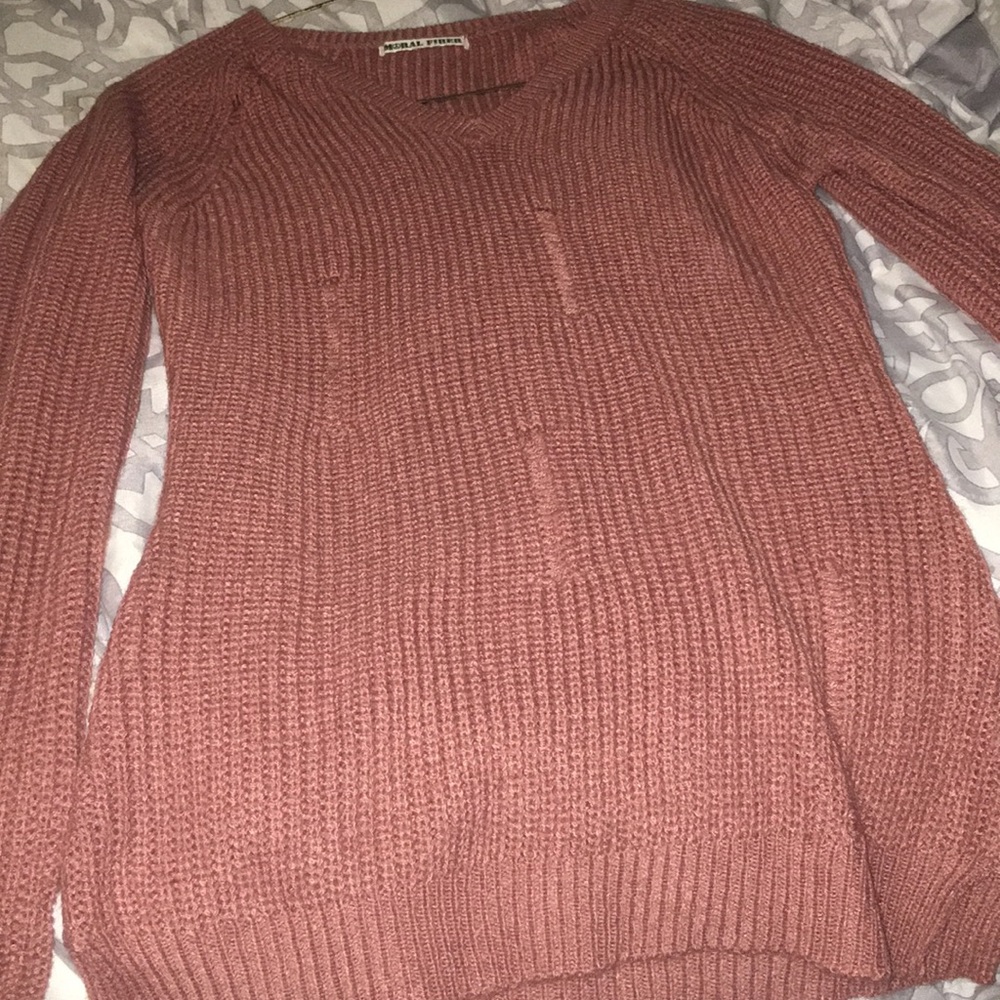 Moral fiber distressed pink sweater size small